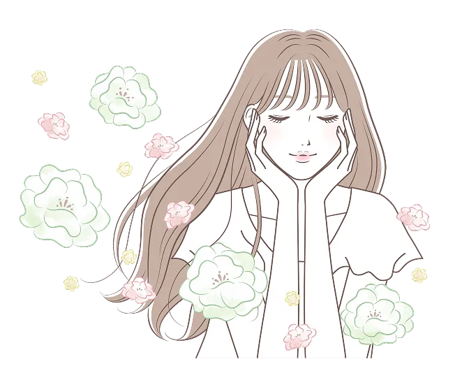 目を閉じた女性のイラスト